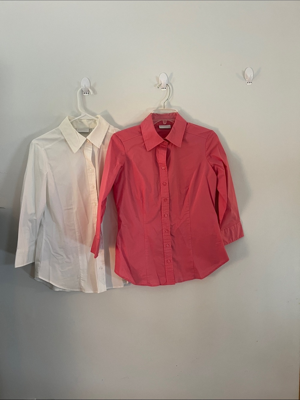 New York & Company Pink Button-Down Shirt with White Companion